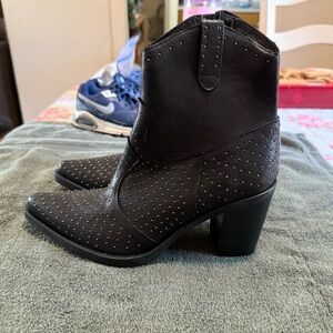 Black Studded Heeled Boots